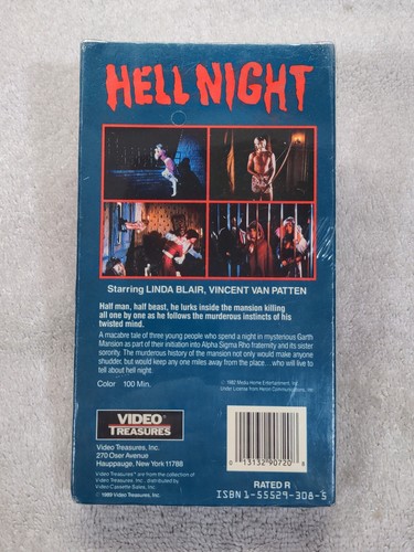 NEU Hell Night VHS Linda Blair Vincent Van Patten VERSIEGELT Video Schätze - Bild 3 von 5