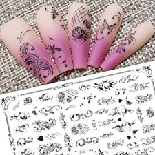 Flower Branch Leaf Nail Sticker Frame Crown Rose Lace Decorative design Line