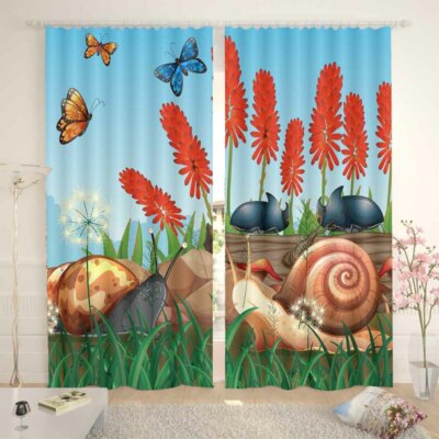 Snail Trace Material 3D Curtain Blockout Photo Printing Curtains Drape Fabric