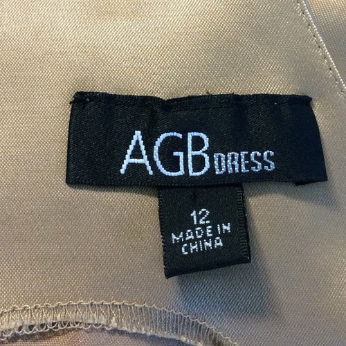 AGB Kleid mit geraffter Taille Größe 12 Satin goldbraun sexy V-Ausschnitt Reißverschluss hinten formell - Bild 5 von 7