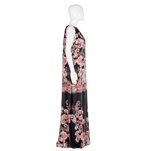 abito donna estivo griff alta moda couture caftano curvy lungo barocco broccato - Picture 8 of 12