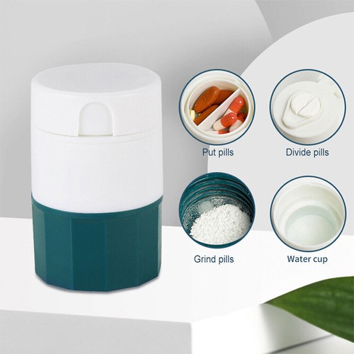 4 Layer Pill Medicine Crusher Grinder Splitter Tablet Divider Cutter Storage Box - Picture 7 of 16