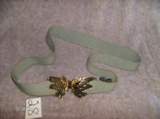 DELUXE GRAY STRETCH BELT GOLD BUTTERFLY BUCKLE 35"  STRETCH 28