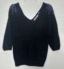 Adell Barre Vintage Sequin Shoulder Sweater Size L Black Angora Shimmer Coquette
