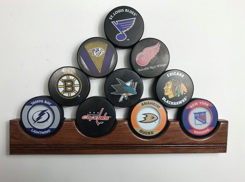 Hockey Puck Display Wall Rack Holder  Holds 4 to 10 Pucks stacked - Picture 6 of 12