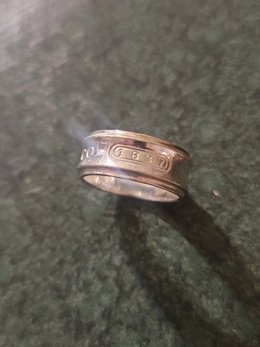 Tiffany & Co 1837 Silver Ring, Est Size 5, Concave Vintage