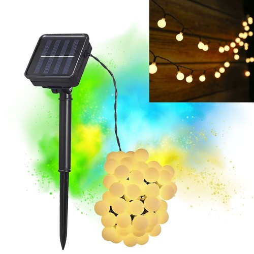 Solar Lichterkette Außen Garten wetterfest LED 50 Kugeln Balkon Deko IP44
