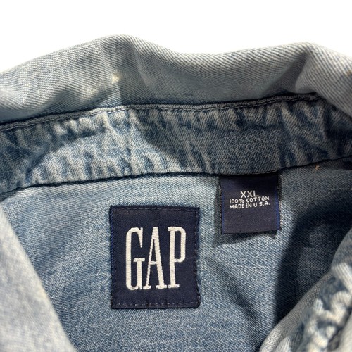 Vintage Gap Men's Blue Long Sleeve Collared Button Down Denim Shirt Size XXL - Picture 8 of 11