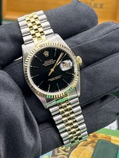 Rolex Datejust Gents Watch 16233 Box Papers Factory Black Dial (1110)