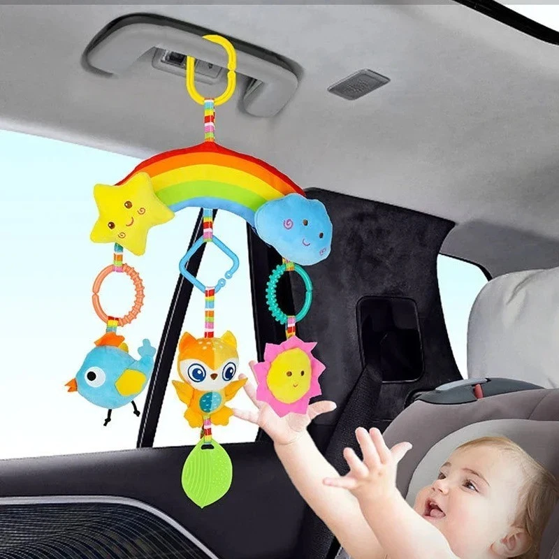 Mobile Per Culla Neonato In Legno E Feltro - Sensoriale Con Forme Rotanti, Colori Neutri - 2