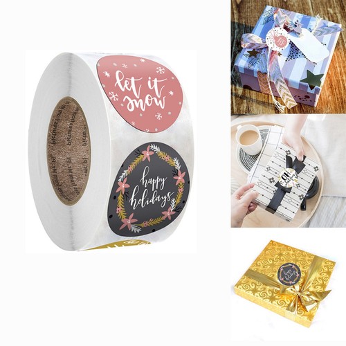 🎄 500 Christmas Holiday Stickers Roll  1" Festive Labels for small business 🎁 - Picture 17 of 48