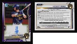 2021 Bowman Chrome Prospects Purple Refractor /250 Hedbert Perez #CPA-HP Auto