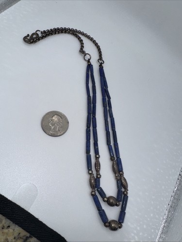 Vintage Sterling und Lapis Halskette 19 Zoll - Bild 1 von 3