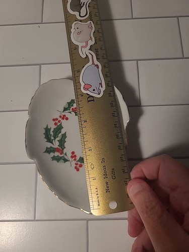 Piatti Natalizi Vintage Foglia di Agrifoglio e Bacche Con Bordo Oro C - Foto 3 di 3