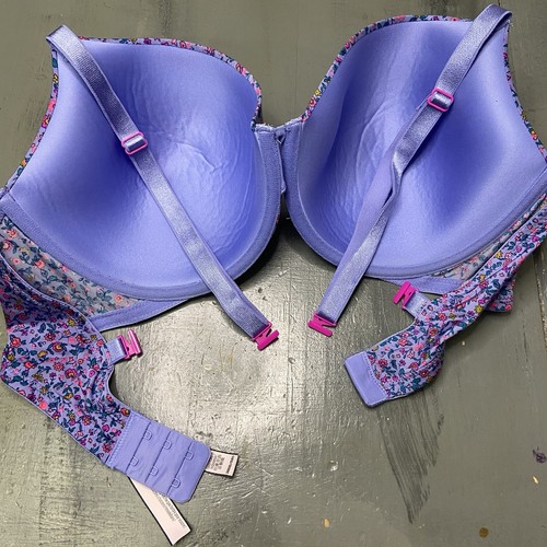 Victoria's Secret Lined Demi Bra 38DD Purple Floral Convertible Straps - Picture 6 of 7