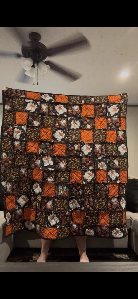 Edredón de trapo de tela vintage de Halloween Foto 3 de 4