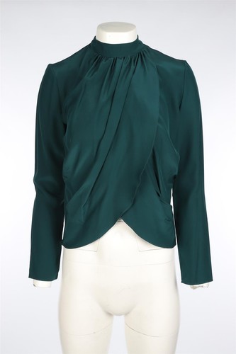 MATTHEW WILLIAMSON GREEN SILK TOP UK 10 - Picture 2 of 4