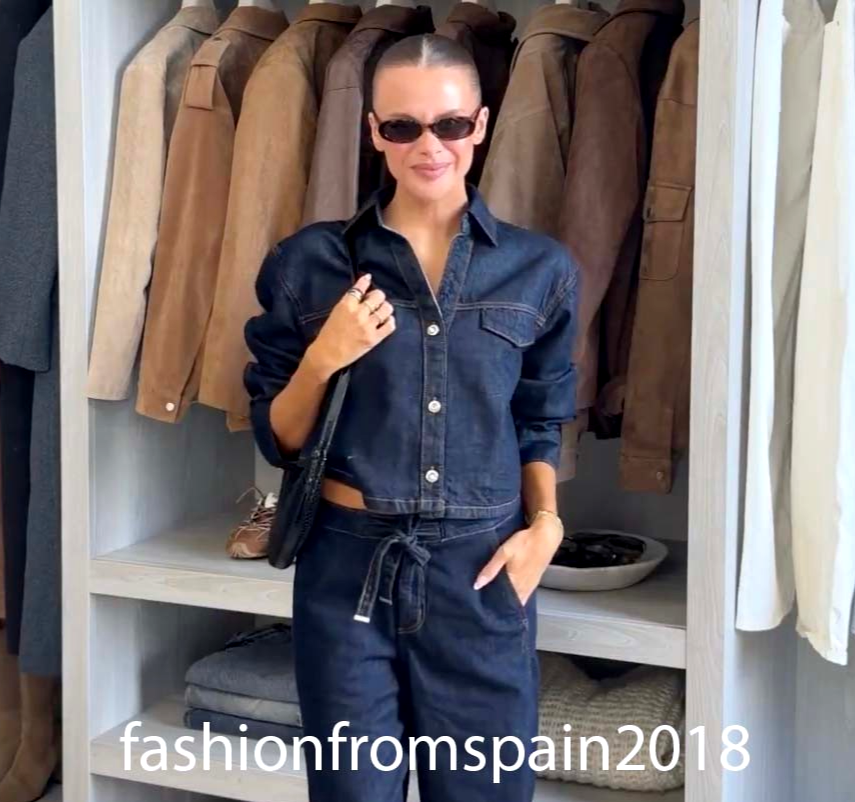 ZARA NEW WOMAN Z1975 CROPPED DENIM SHIRT WITH FLAPS BLUE XS-XL
