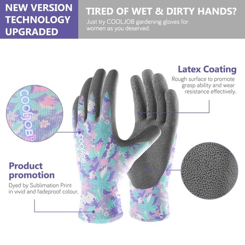 COOLJOB bunte Gartenhandschuhe bestes Geschenk für Frauen Damen, 2 Paar atmen... - Bild 2 von 6