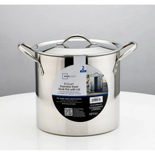 Mainstays 8-Qt Stainless Steel Stock Pot With Metal Lid, Ultra Durable.
