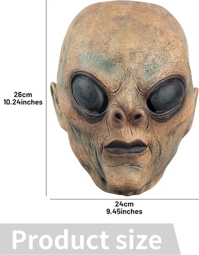 Halloween Alien Mask ET Dress up Latex Full Head Scary Horror Extraterrestrial - Picture 6 of 11