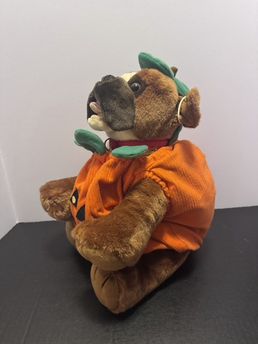 BABW Kennel Pals Boxer Bulldogge Hund Welpe Plüsch nicht mehr produziert 14 Zoll mit Kürbis Kostüm - Bild 5 von 15