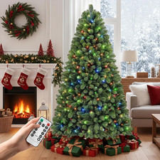 6 ft Pre-Lit Christmas Tree with Remote Control  Foot Switch  9 Modes 250 War