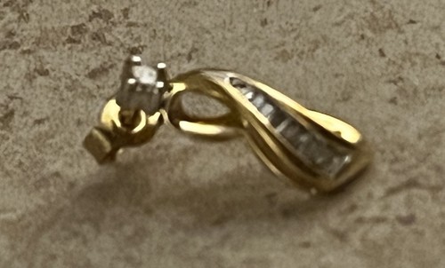 ~14k Yellow Gold Diamond Baguette Infinity SINGLE EARRING~ Could Make A Pendant - Bild 3 von 13