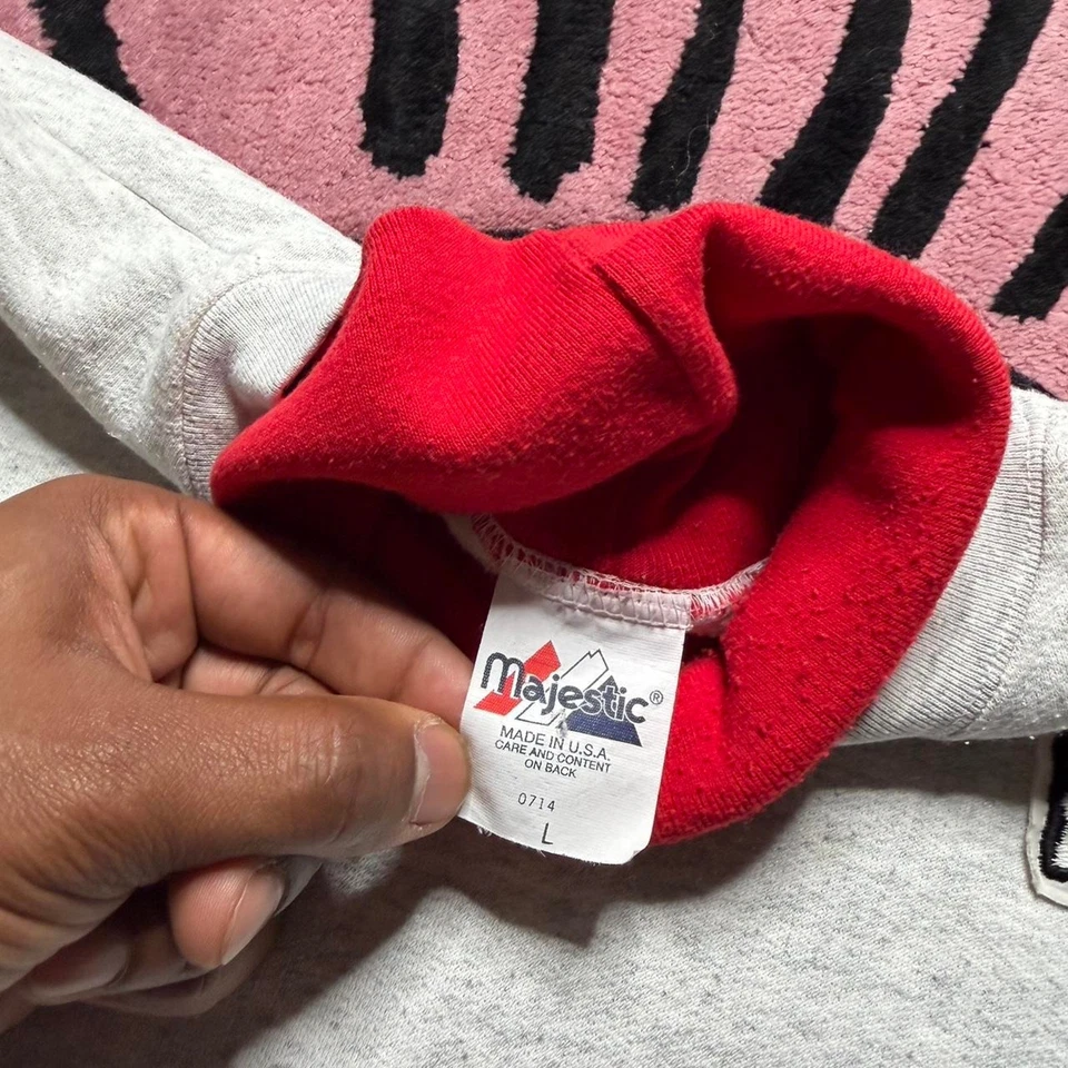 Moletom vintage anos 90 Majestic Kansas City Chiefs bordado gola redonda - Imagem 4 de 4