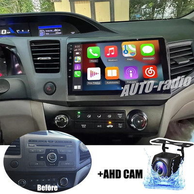 Car Radio Stereo Carplay For  Honda Civic 4+64G 9in Cam RDS