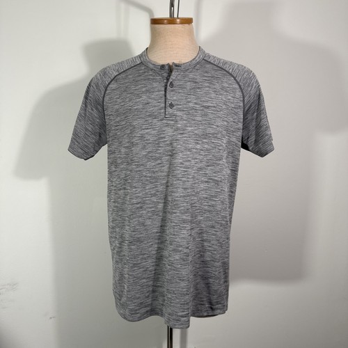 Lululemon Men’s Metal Vent Heather Gray Henley T Shirt Size L Large - Picture 1 of 10