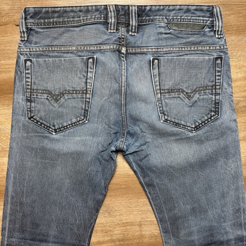 Diesel Jeans Men 32x31 Blue Safado Slim Straight Leg 3D Contrast Faded 0823I - Picture 4 of 13