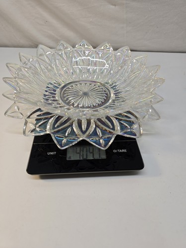 Vintage Federal Iridescent Glass Lotus Flower Serving Bowl and Plater Set - Picture 15 of 15