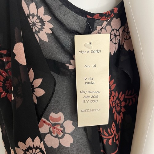 Millenium Women’s Asymmetric Top Black Floral Beaded Chiffon Blouse sz 14 NWT - Picture 11 of 16