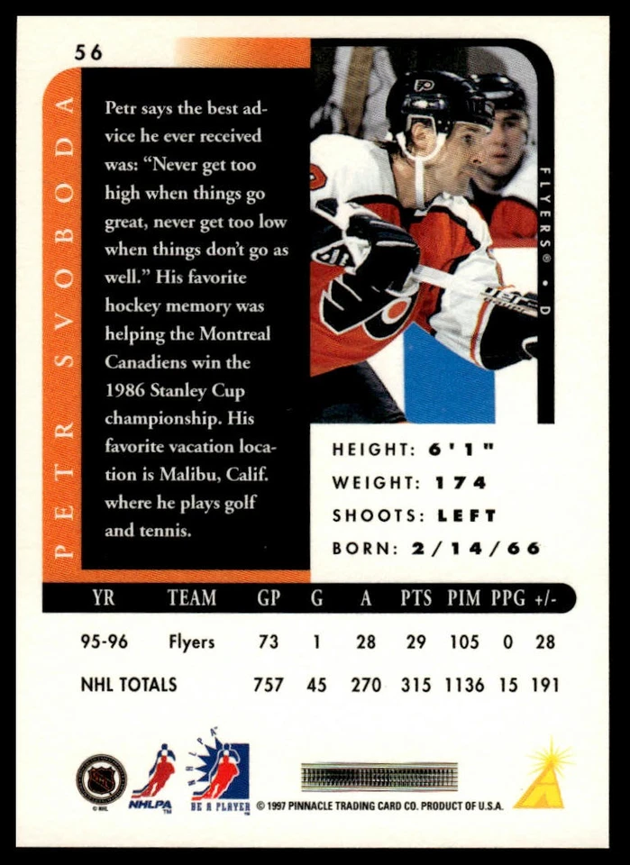 1996-97 Pinnacle Be a Player #56 Petr Svoboda Autographs - Image 2 of 2
