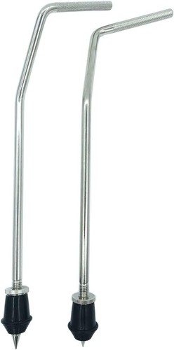 2 Stück Bassdrum Sporen Beine gebogen Metall Bodentom Typ F-gebogen, silber  - Bild 1 von 6