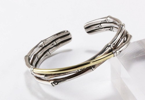 BRACCIALE INCROCIATO JOHN HARDY BAMBÙ ARGENTO STERLING 925 E ORO GIALLO 18K
