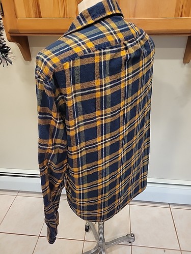 J.Crew Mens Shirt Size L Yellow Blue Plaid Slim Flannel Long Sleeve Button Up - Picture 5 of 9