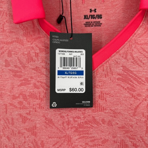 Under Armour Womens UA Playoff Wild Fields Sleeveless Golf Polo Size XL Pink NEW - Picture 4 of 11