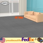 Carpet Tile Floor 20pcs Squares 19.7"x 19.7"Light Grey Home Floor Mat Washable