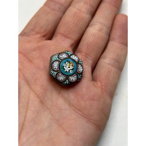 Antiker 6-seitiger italienischer Mikromosaik Millefiori Glas Anhänger DEFEKT LESEN - Bild 5 von 6