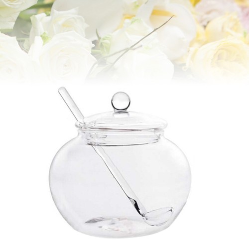 Powdered Sugar Container Jars with Lids and Spoons Canisters Clear