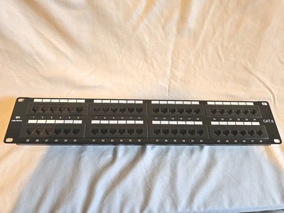 48 Port Cat6 Patch Panel 19  2U Rackmount Ethernet Network RJ45