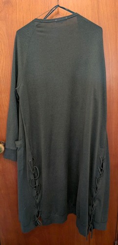 Suéter Plumero Largo Verde Caballete Los Angeles Para Mujer Boho Talla Grande Bolsillos - Imagen 10 de 10