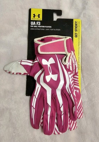 Under Armour Pink UA F3 Football Men's Gloves for Skill Players Grabtack Size M - Picture 1 of 2