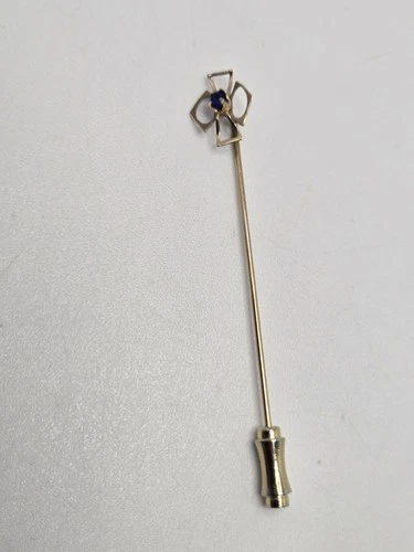 Vintage Gold Tone Blue Accent Stick Pin Art Deco Style Jewelry