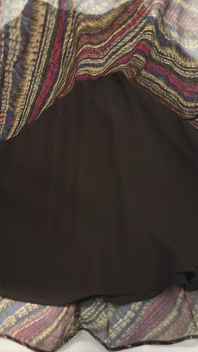 VTG Valerie Stevens SZ 8 100% silk maxi A Line Skirt Burgundy Multi Colored - Picture 11 of 12