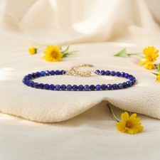 Faceted Lapis Lazuli Beads Healing Royal Blue Crystal Dainty Minimalist Bracelet
