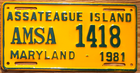 Item photo. Show Listing Details page. Listing 1981 Maryland Assateague Island License Plate Number Tag – NICE PLATE