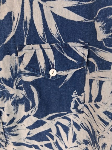 Camisa Ralph Lauren Tropical Hawaiana Floral 100% Lino Para Hombre Talla XXL Azul - Imagen 4 de 6